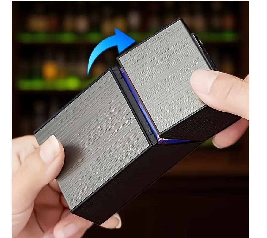 PAPIEROŚNICA Z ZAPALNICZKĄ MĘSKA USB NA 20 PAPIEROSÓW WIELOFUNKCYJNA 2W1