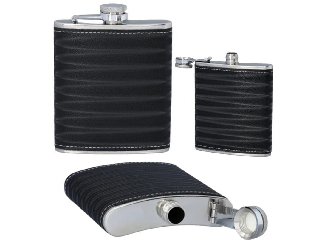 Piersiówka metalowa czarna stal nierdzewna 240ml