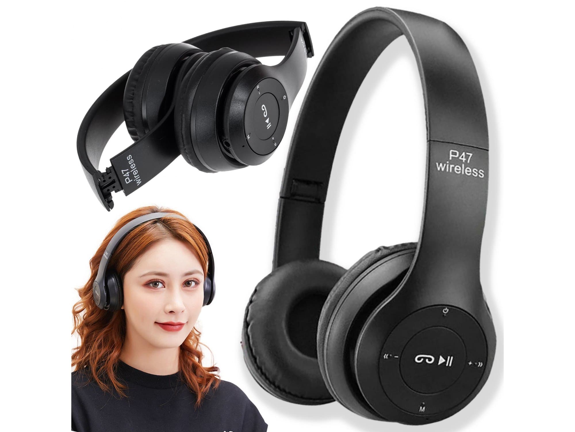 Słuchawki bezprzewodowe nauszne bluetooth p47 mp3