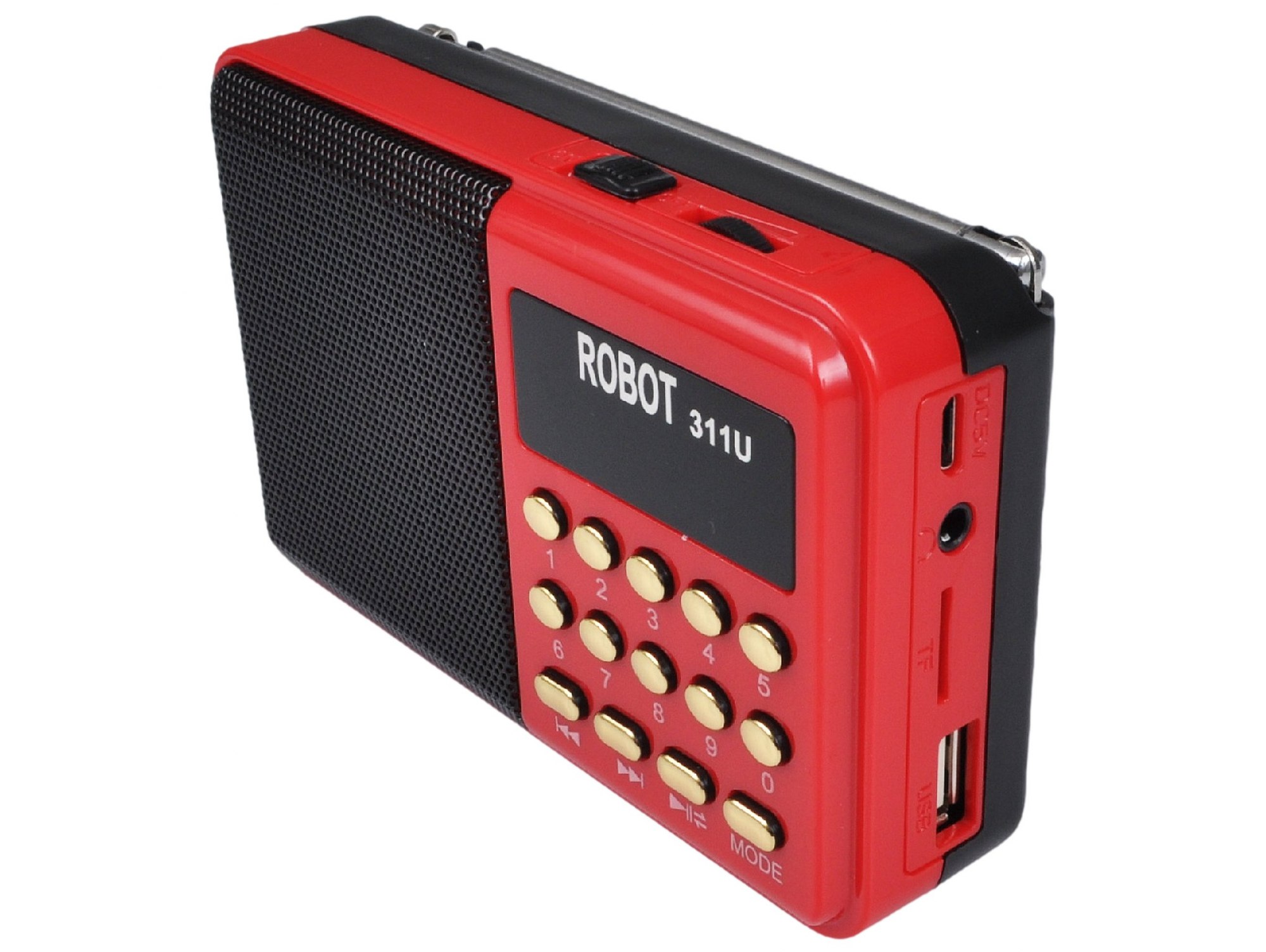 Radio mini małe kieszonkowe przenośne mp3 usb microsd akumulator czerwony