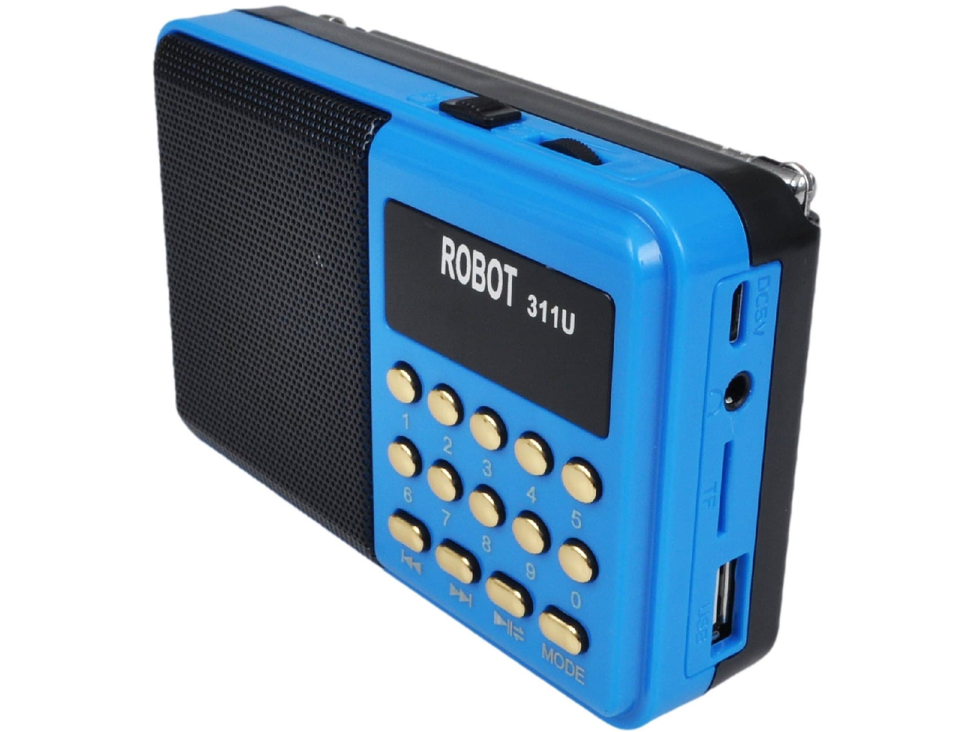 Radio mini małe kieszonkowe przenośne mp3 usb microsd akumulator niebieski