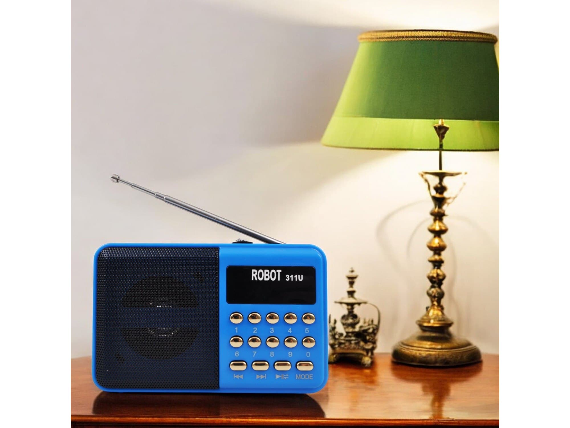 Radio mini małe kieszonkowe przenośne mp3 usb microsd akumulator niebieski